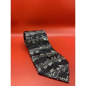 Black Musical Notes Pattern Tie